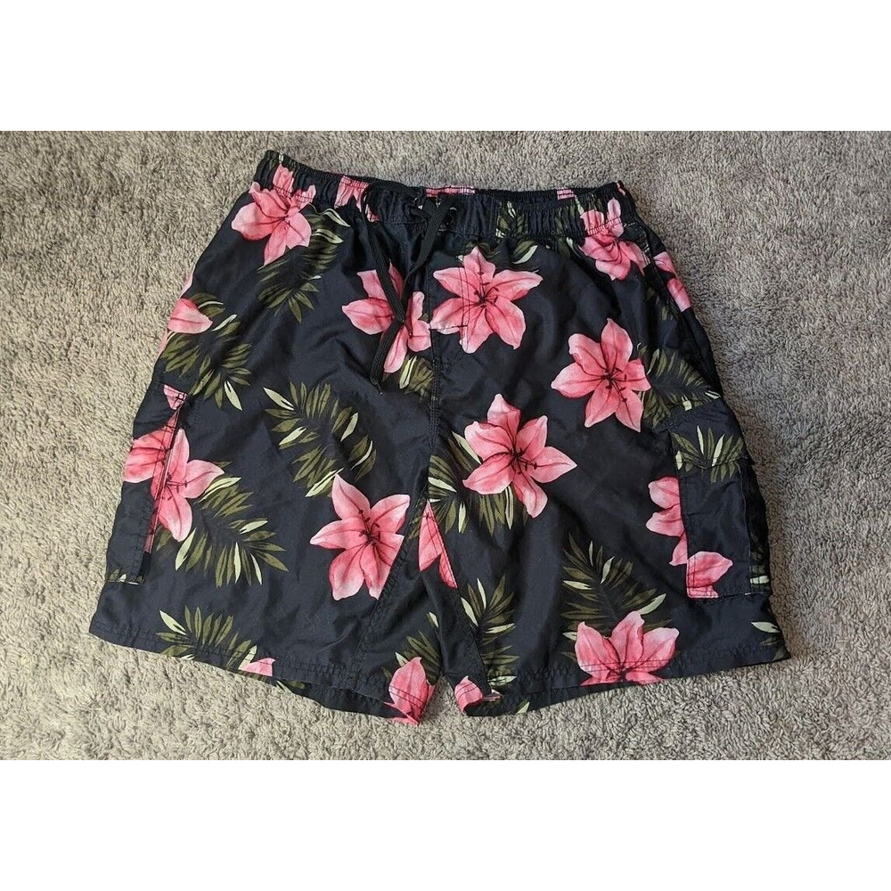 Kavu Mens Swim Trunks Board Shorts Black/PInk Hawaian Swim Suit Beach Mens 2X